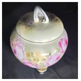 Porcelain biscuit Jar approx 8 inches tall.