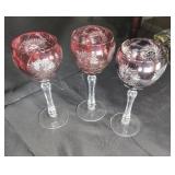 Bohemian cut glass stems from Germany. 8 inches
