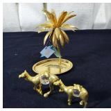 Made in Italy gold plated camels and palm dish
