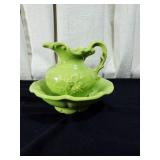 Beautiful lime green McCoy bowl & pitcher approx 6