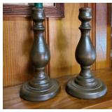 Pair of handmade wood candleholders approx 9
