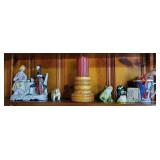 Handmade candleholder & other contents on shelf