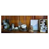 Squirrel, bear and contents on shelf