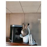 Small trash can, wall brackets and bunny