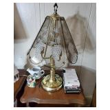 Pretty glass shade lamp and misc