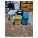 Group of 4 trash cans