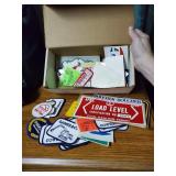 Box of coal mining stickers and patches