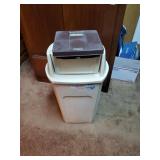 13 gallon Trash can and a scale