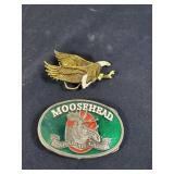 Moose Head and Eagle belt buckles