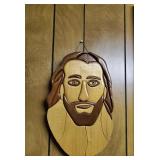Handmade wood Jesus wall plaque approx 8 x 13