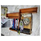 Wood desk set and misc