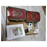 2 oriental style boxes and misc