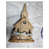 Hand Painted ceramic church approx 16 inches tall
