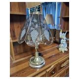 Glass paneled lamp approx 22 inches tall