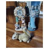 Teddy bear clock and other figurines