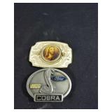 Ford Cobra and Jesus belt buckles