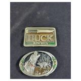 Buck knife and Hunting dogs belt buckle