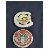 John Wayne & Proud American belt buckles