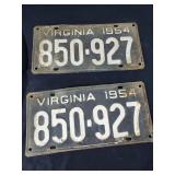 Pair of 1954 VA license plates