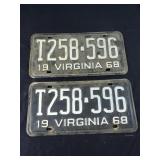 1968 Virginia license plates pair