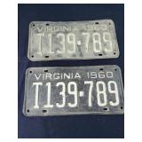Vintage 1960 license plate pair