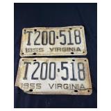 1955 Virginia license plate pair