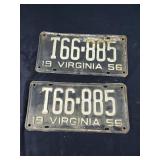 1956 Virginia license plate pair