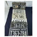 Group of 6 Virginia license plates
