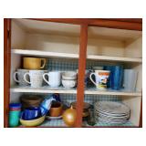 Contents of cabinets plates cups and misc