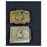 Smith & Wesson and Schlitz belt buckles