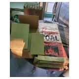 Fireplace coal bags approx 50 and brown pokes