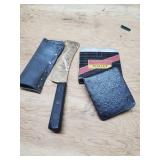 Ostrich skin look leather wallet and butcher