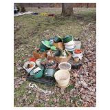 Large group of flower pots