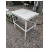 Handmade wood table approx 18 x 25 top and 25