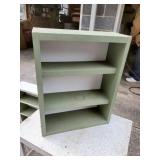 3 tier green painted shelf approx 17 inches x 6