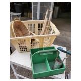 Baskets and handled green garden box