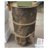 Metal barrel approx 50 gallons rough shape