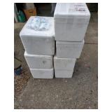 Group of 7 Styrofoam coolers with freezer packs