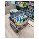 Pals peanut butter can and other cans