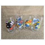 4 smurf glasses Gargamel, Clumsy smurf,Lazy Smurf
