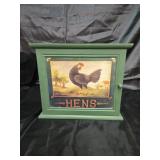 Country Hens wood shelf with 2 shelf inside the