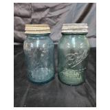 Pair of quarts Blue Ball Perfect Mason Jars.
