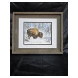 Buffalo in the snow by Marilyn May