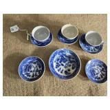 Small antique set of blue willow china large