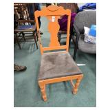 Oak side chair painted in mustard paint