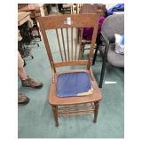 Pressed back oak side chair