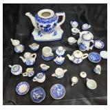 Miniature blue and white tea set approx 30 pieces