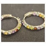 Hoop Earrings with multicolored stones for