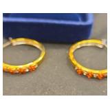 Gold tone with pink flower earrings from Danburry