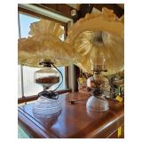 Pair of glass electric shade lamps